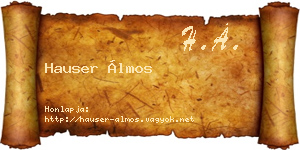 Hauser Álmos névjegykártya